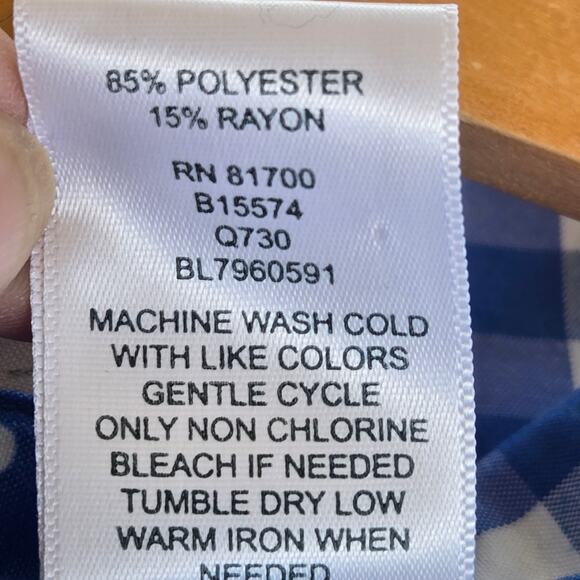 Blair Women's Button Up Blouse Sz 1X  Blue Gingham Check Classic Retro Casual - Picture 9 of 10